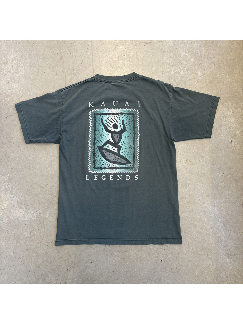 Vintage 90s Kauai Legends Faded Graphic T-Shirt Large Green